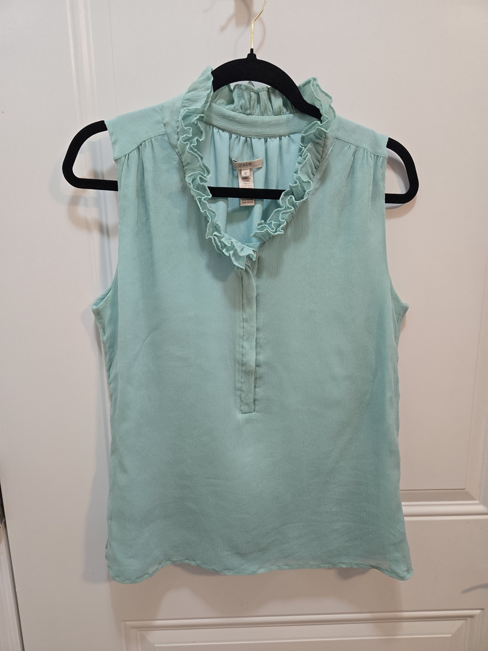 J. Crew Mint Green Ruffle-Neck Sleeveless Camisole